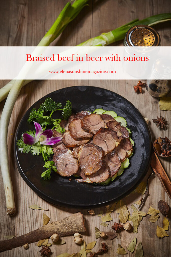 Braised beef in beer with onions