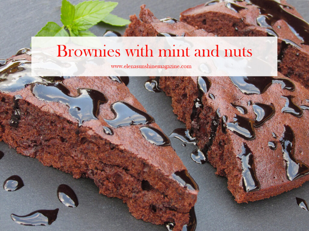 Brownies with mint and nuts