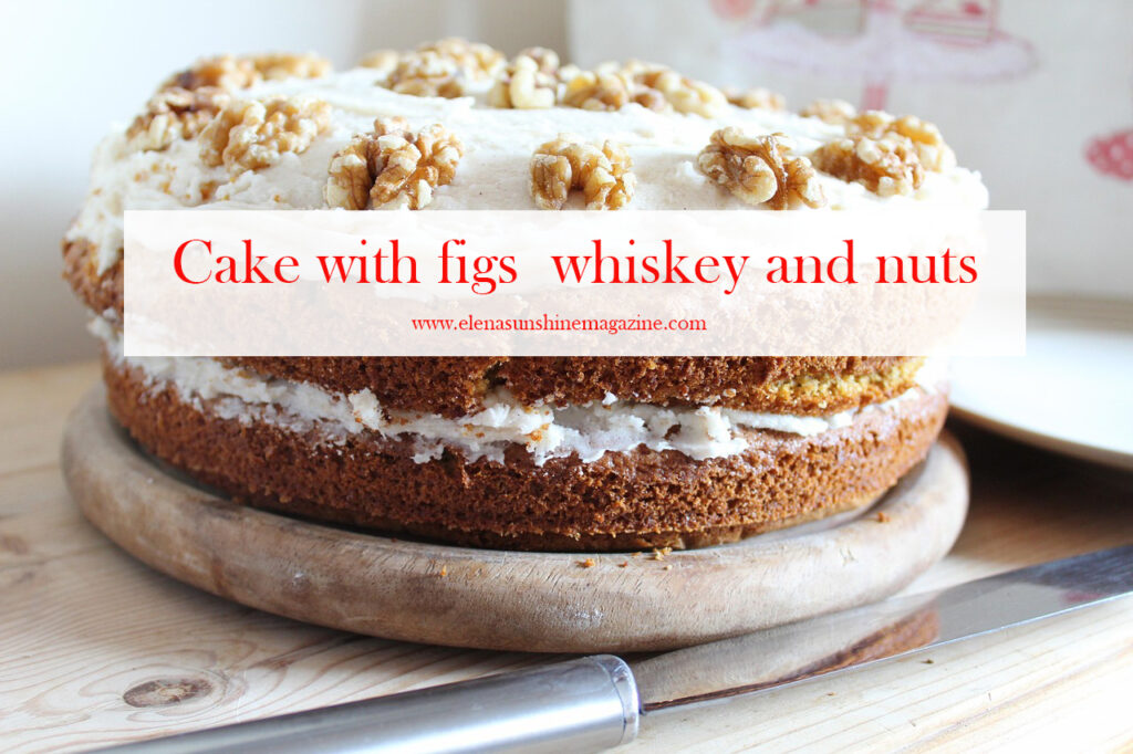 Cake with figs whiskey and nuts