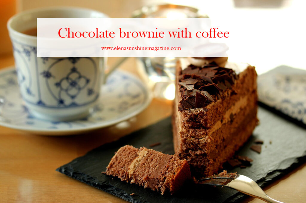 Chocolate brownie with coffee