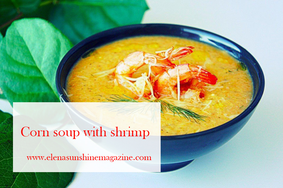 Corn soup with shrimp