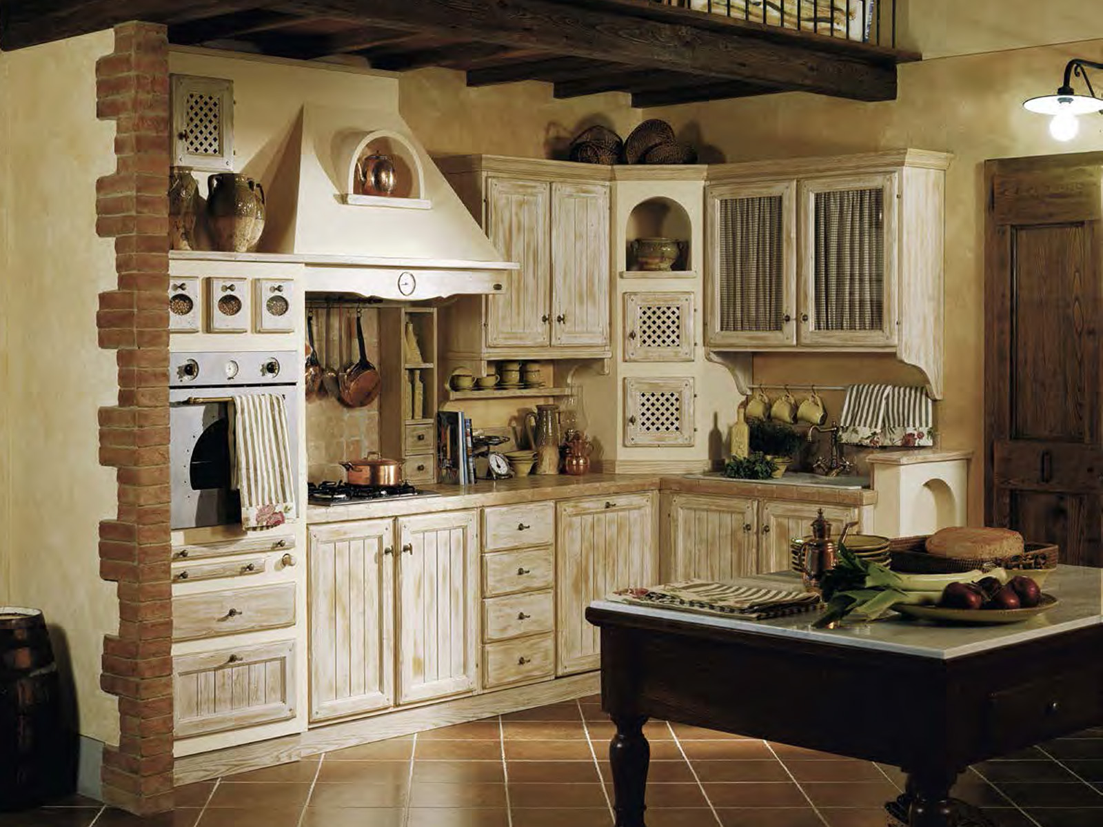 Beige kitchen in country style