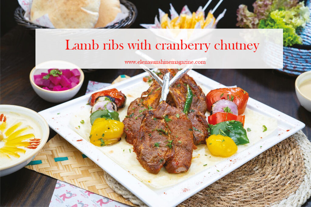 Lamb ribs with cranberry chutney
