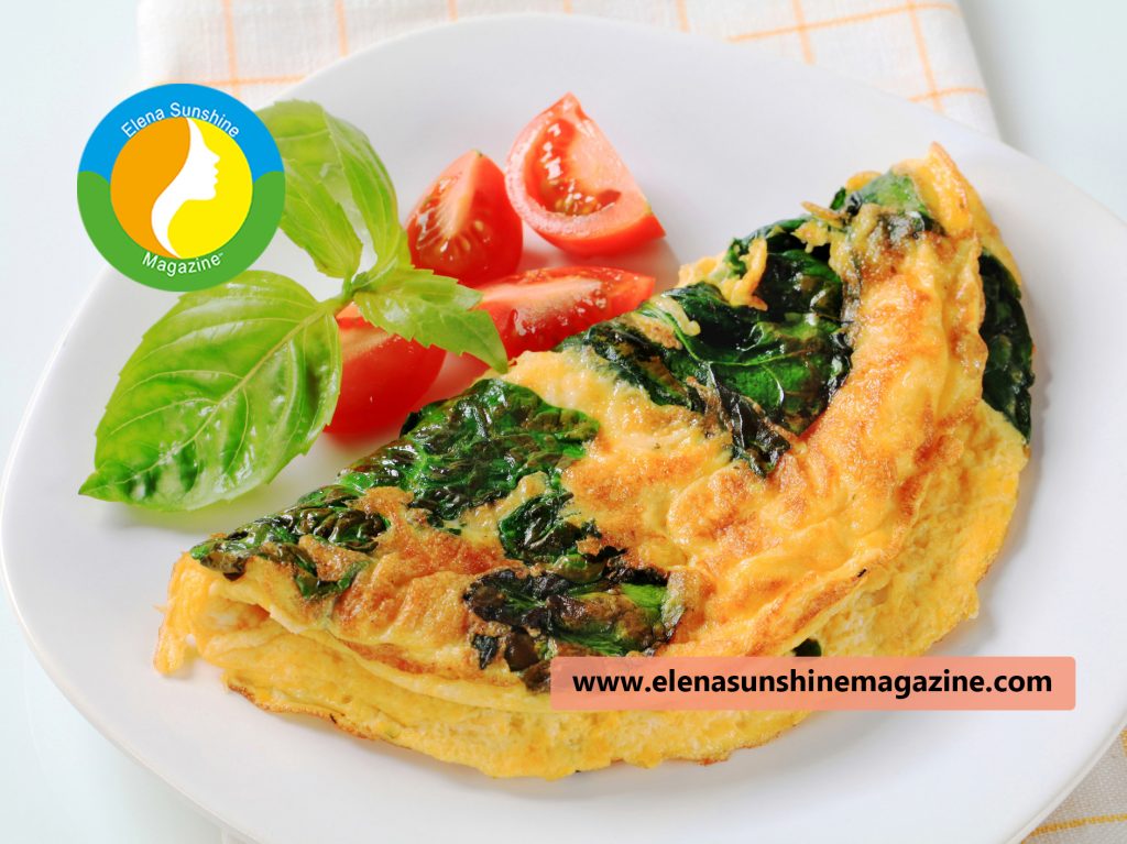 Omelette with pumpkin and spinach