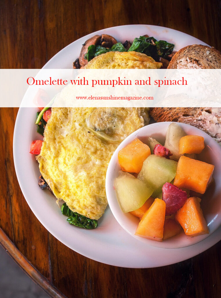Omelette with pumpkin and spinach