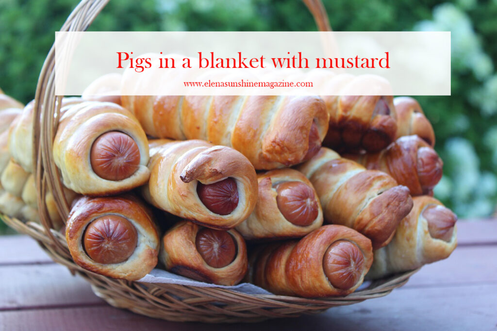 Pigs in a blanket with mustard