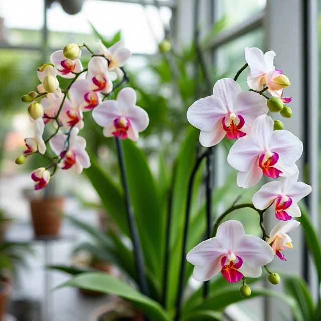 Beautiful orchids in the interior