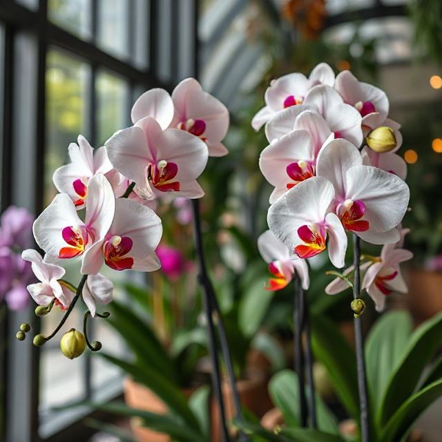 Beautiful orchids in the interior