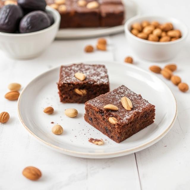 Brownie with prunes and almonds