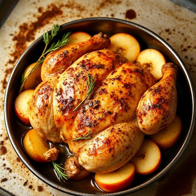 Chicken with apples in the oven