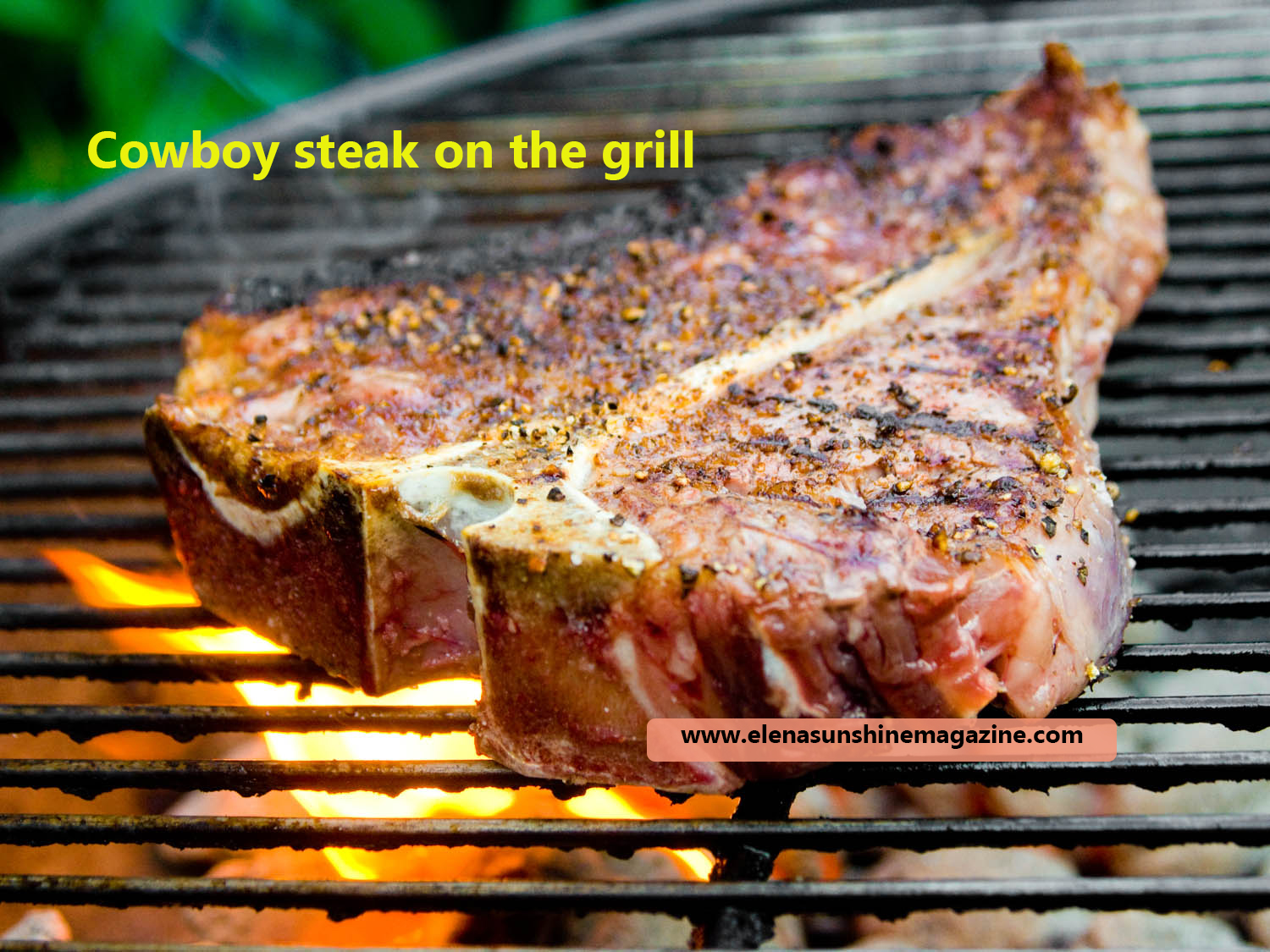 Cowboy steak on the grill