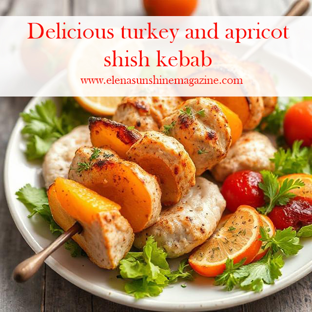 Delicious turkey and apricot shish kebab