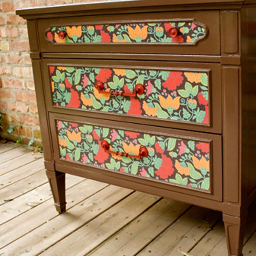 Fabric decoupage on furniture