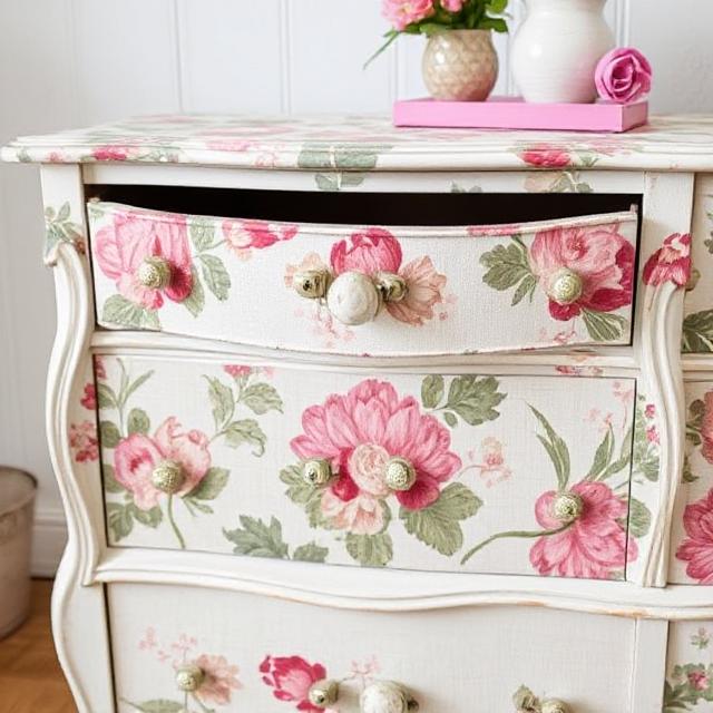 Fabric decoupage on furniture
