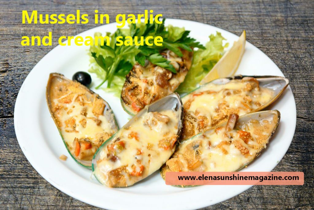 Mussels in garlic and cream sauce