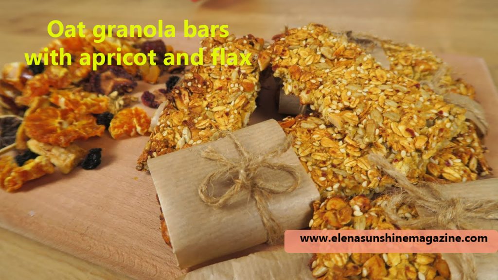 Oat granola bars with apricot and flax