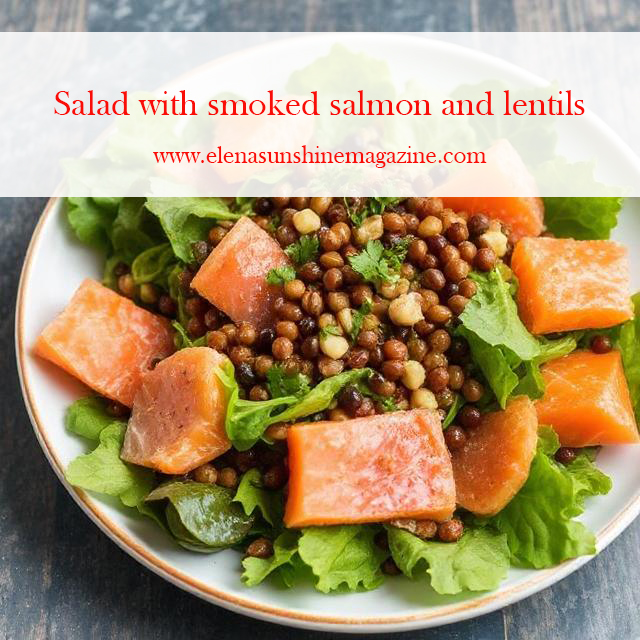 Salad with smoked salmon and lentils
