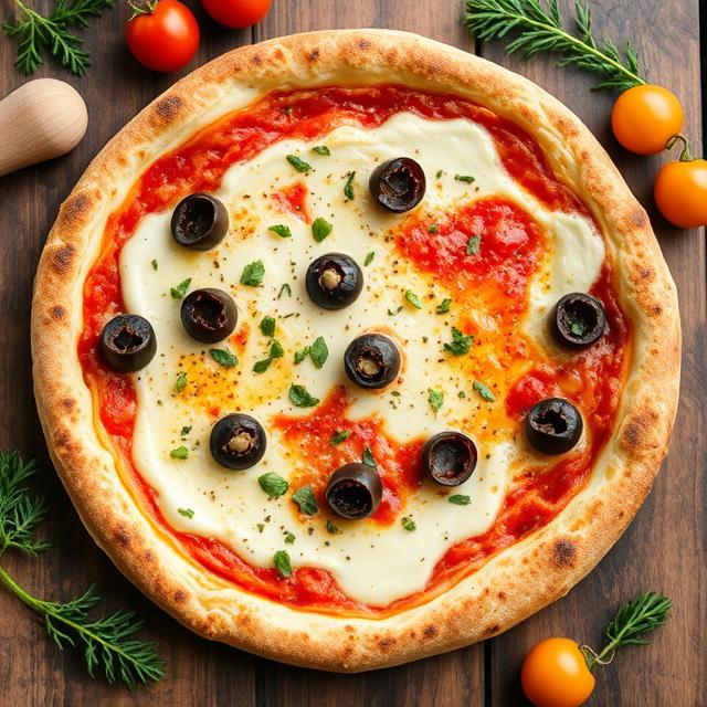 Stromboli pizza with olives