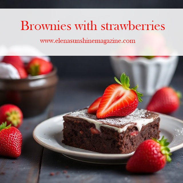 Brownies with strawberries