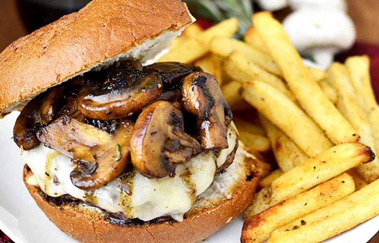 Burger with mushrooms