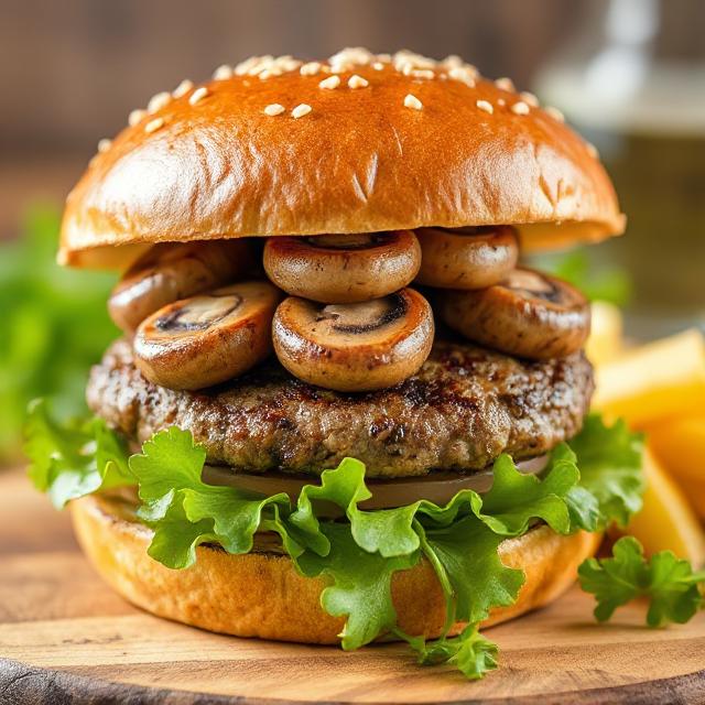 Burger with mushrooms