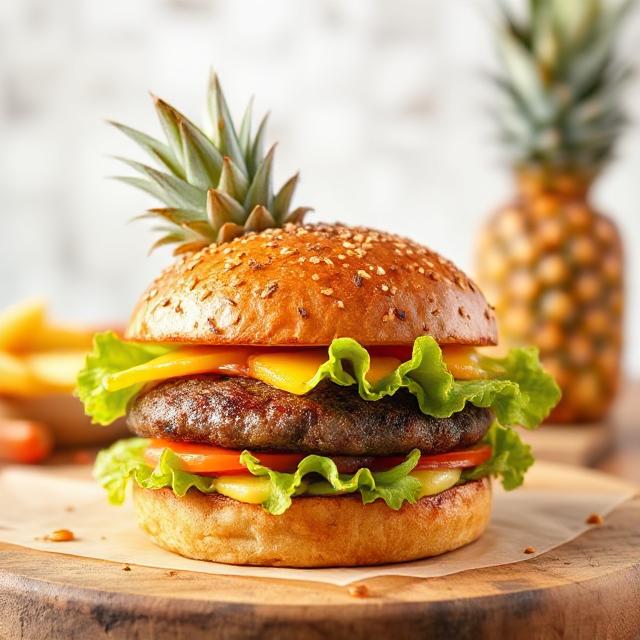 Burger with pineapple