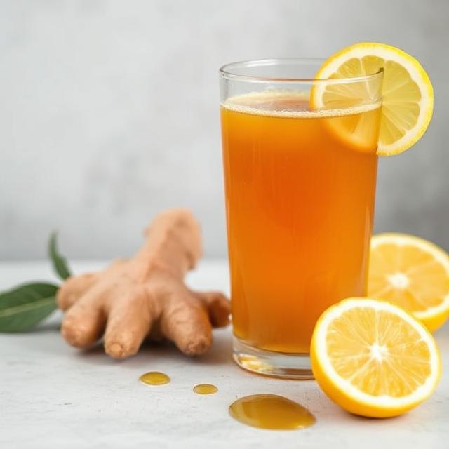 Immunity drink with ginger lemon and honey