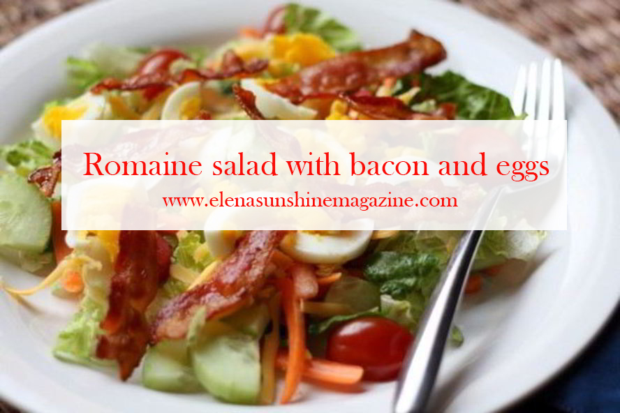 Romaine salad with bacon and eggs