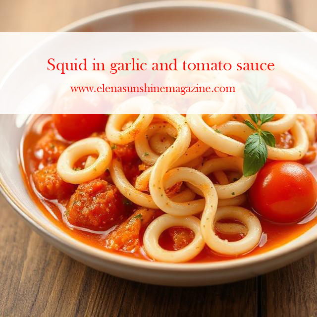 Squid in garlic and tomato sauce