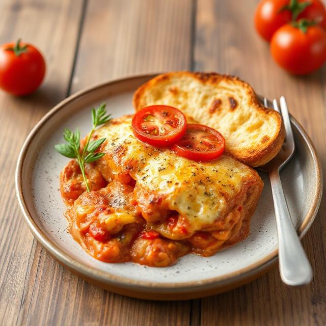 Tomato gratin with white bread
