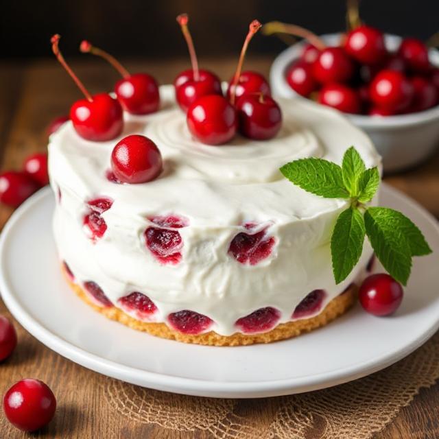 Yogurt cake with cherries