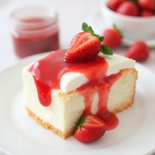 Yogurt cake with strawberry jam