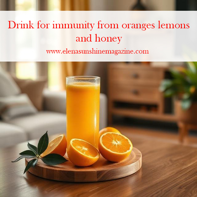 Drink for immunity from oranges lemons and honey