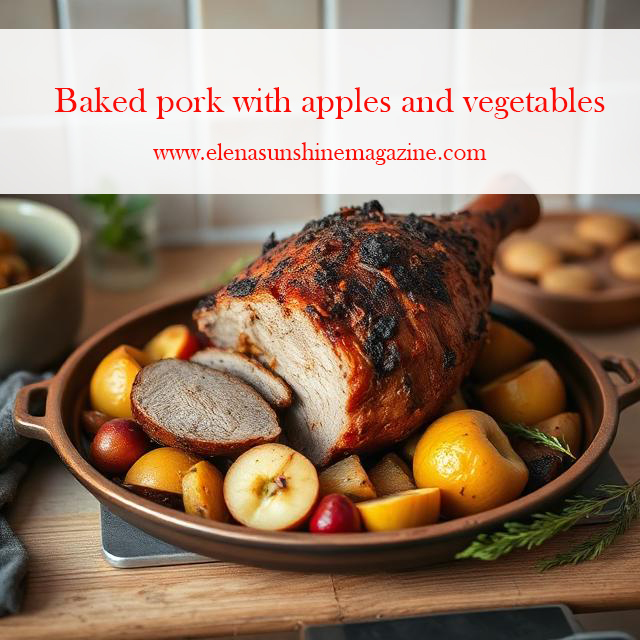 Baked pork with apples and vegetables