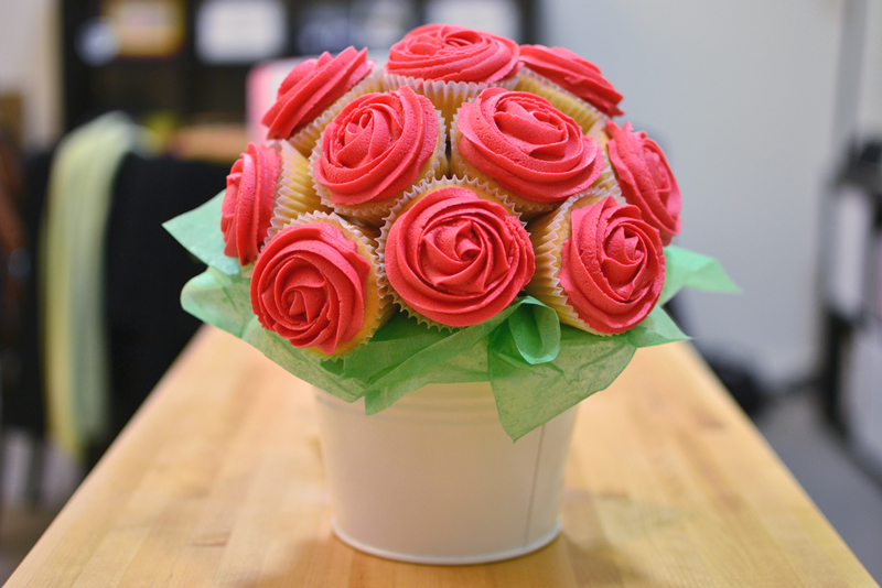 Bouquets of sweet cupcakes