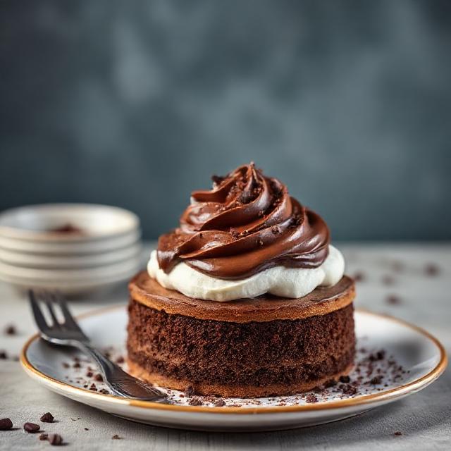 Chocolate semifreddo with sponge cake in a chic studio