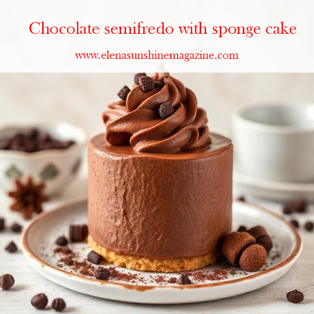 Chocolate semifredo with sponge cake