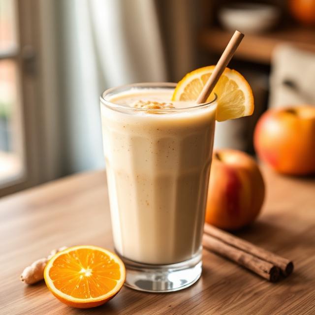 Ginger, apple, orange zest, and cinnamon smoothie 