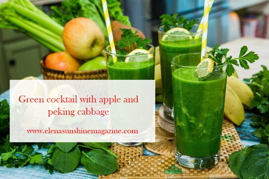 Green cocktail with apple and peking cabbage