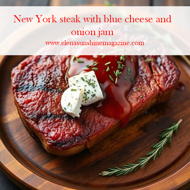 New York steak with blue cheese and onion jam