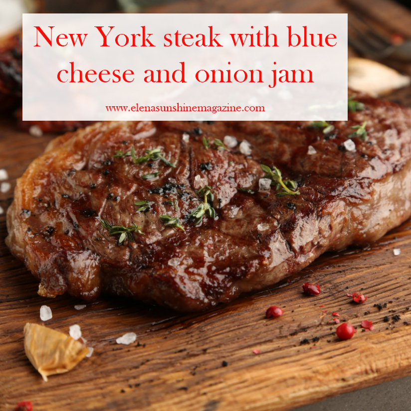 New York steak with blue cheese and onion jam