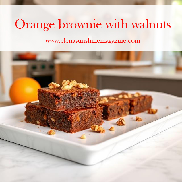 Orange brownie with walnuts