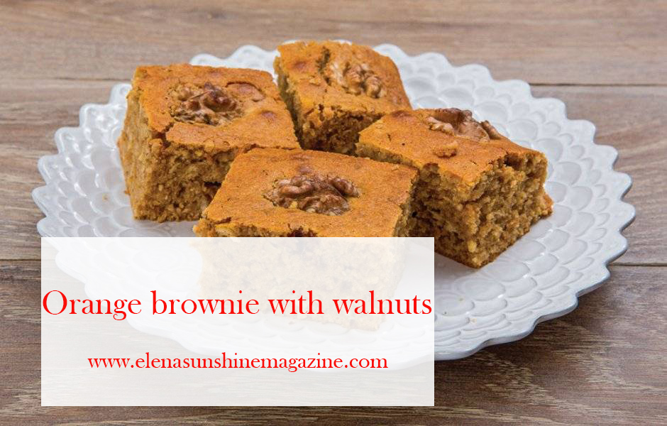 Orange brownie with walnuts