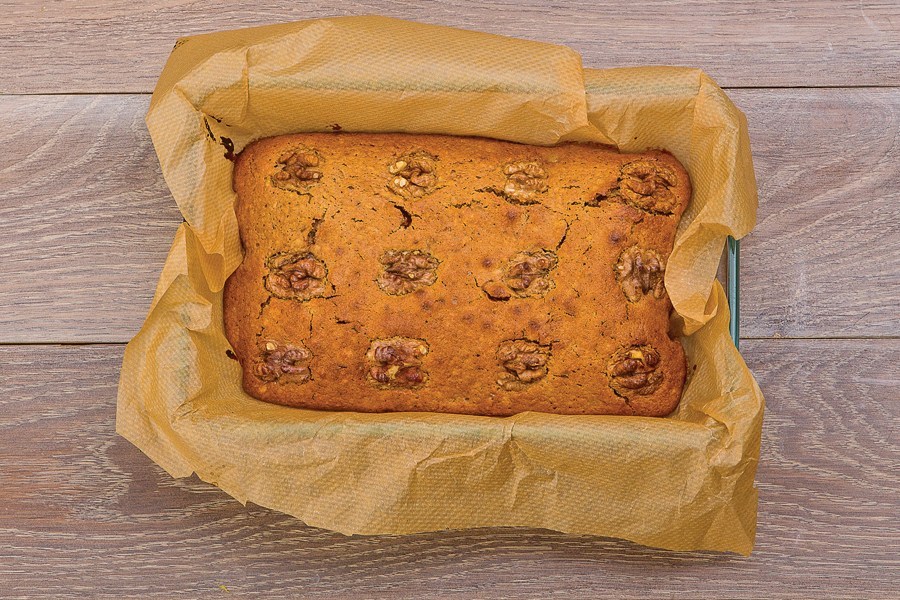 Orange brownie with walnuts