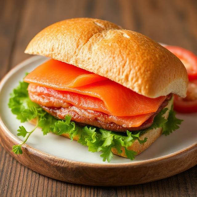Sandwich roll with smoked salmon