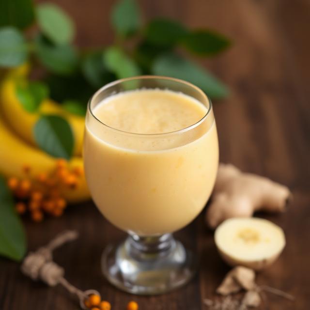 Sea buckthorn, banana, and ginger smoothie 