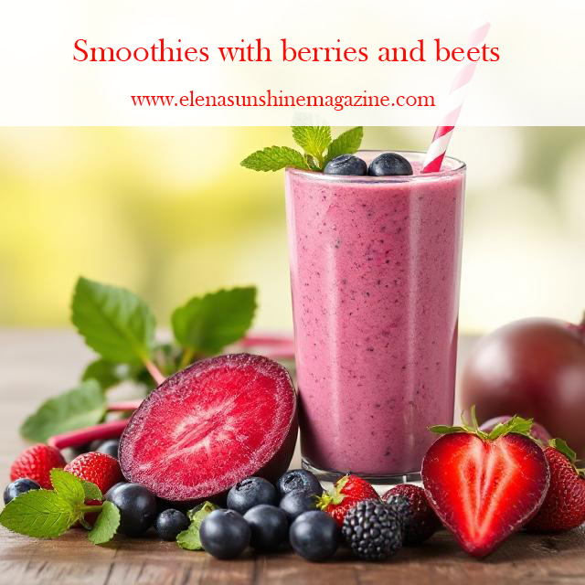 Smoothies with berries and beets
