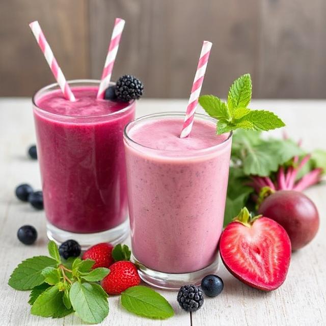 Smoothies with berries and beets