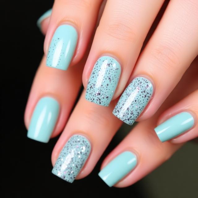 creating a Tiffany-style manicure with glitter