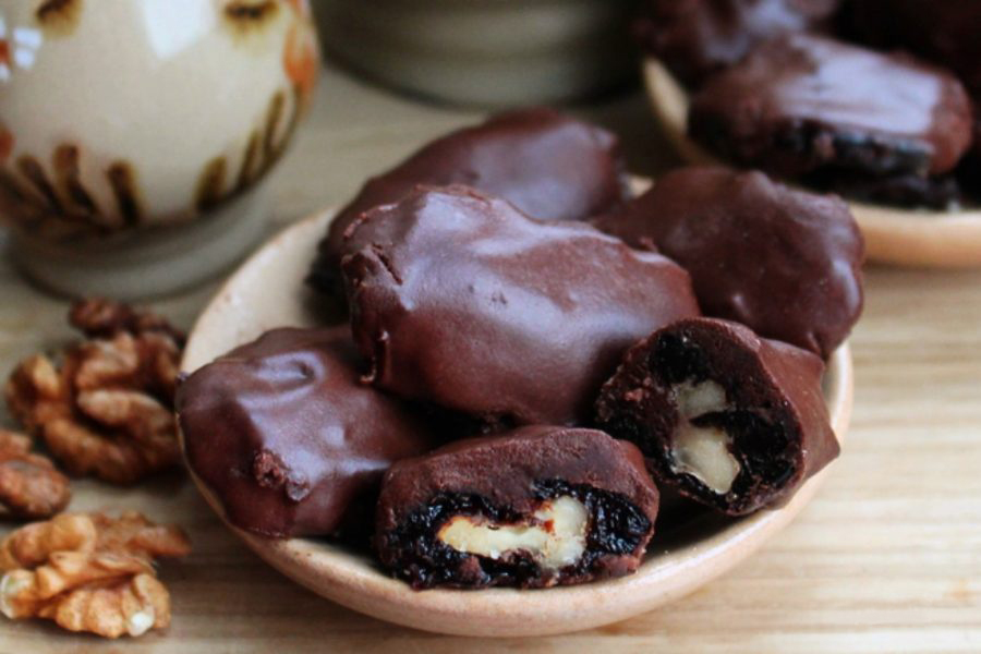 Chocolate-covered prunes